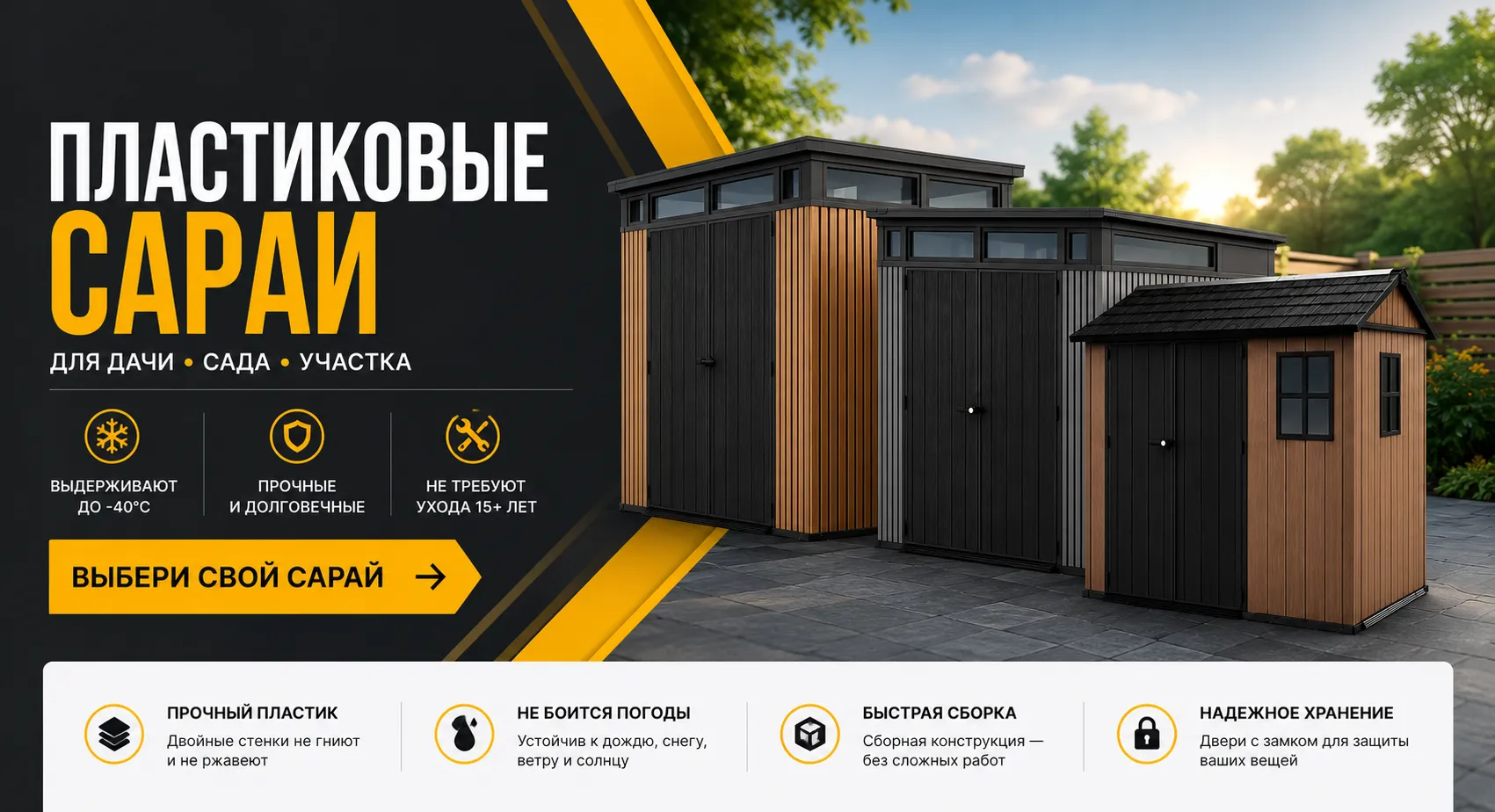 Пластиковые сараи для дачи, сада и участка