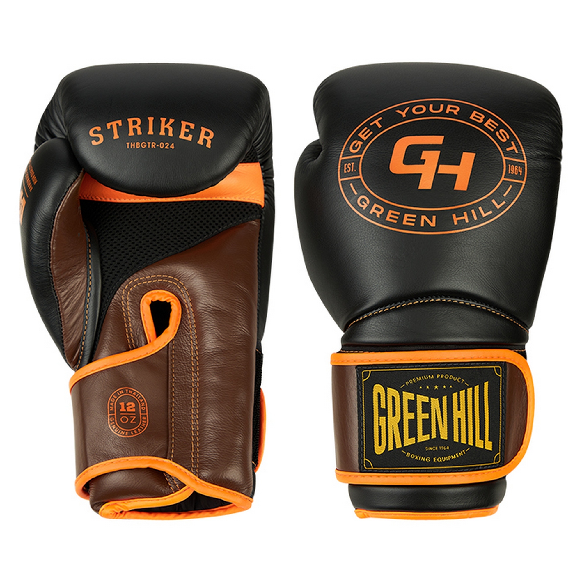 Боксерские перчатки Green Hill STRIKER THBGTR-024 черный\оранжевый