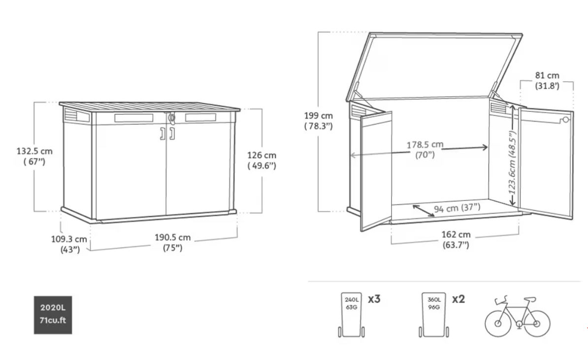 Ящик-шкаф Горизонтальный (Horizontal Shed) 2020 л. ясень