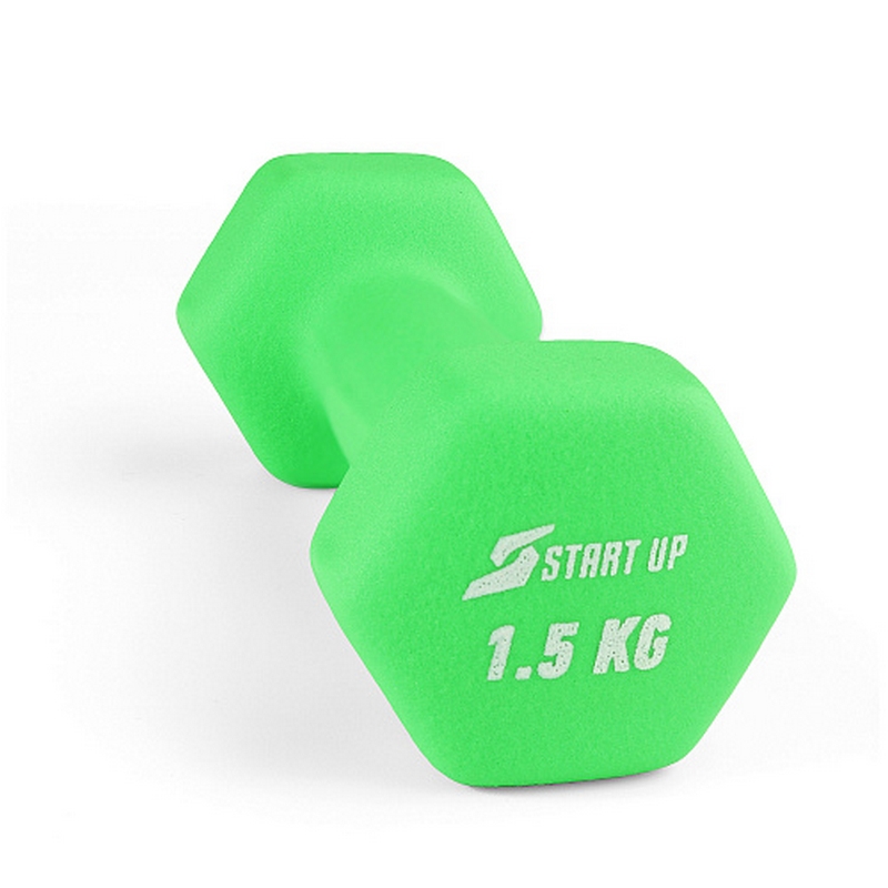 Гантель неопреновая 1,5кг Start Up HD1201 зеленый