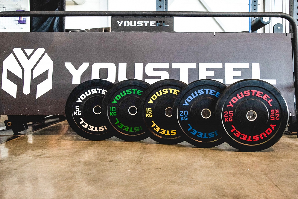 Диск каучуковый для штанги YouSteel тренировочный черный 20кг