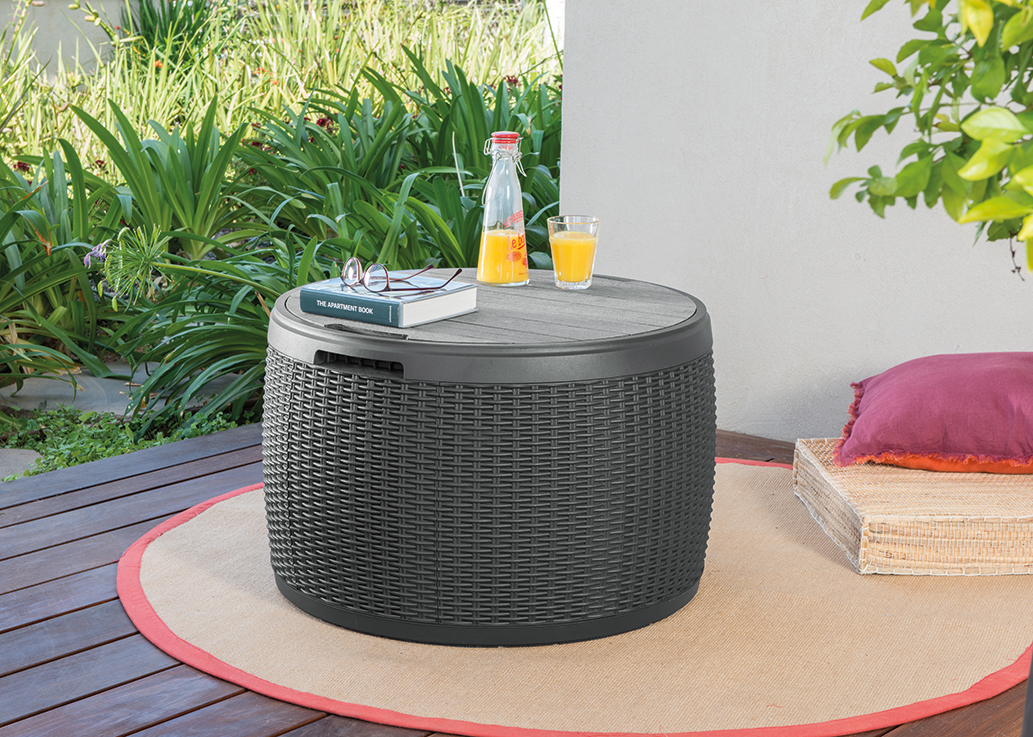 Стол-сундук Раттан 140л., графит Circa rattan storage box