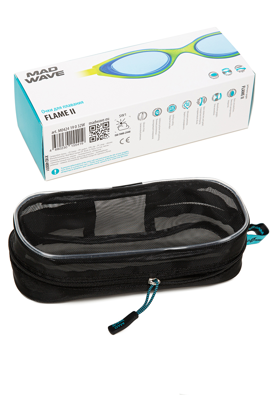 Очки для плавания Mad Wave Flame II M0424 19 0 32W салатовый
