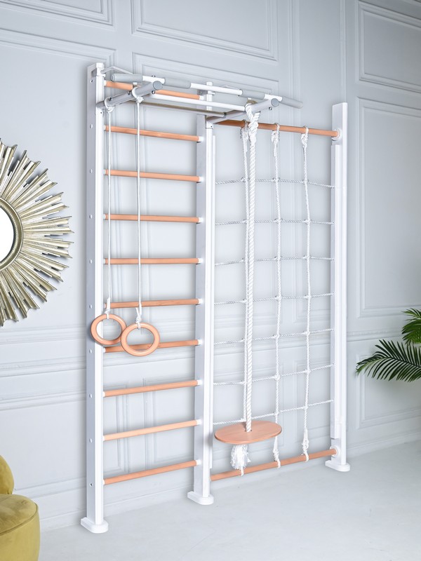 Детский спортивный комплекс Perfetto Sport "Scala in legno con rete" bianco-naturale PS-125