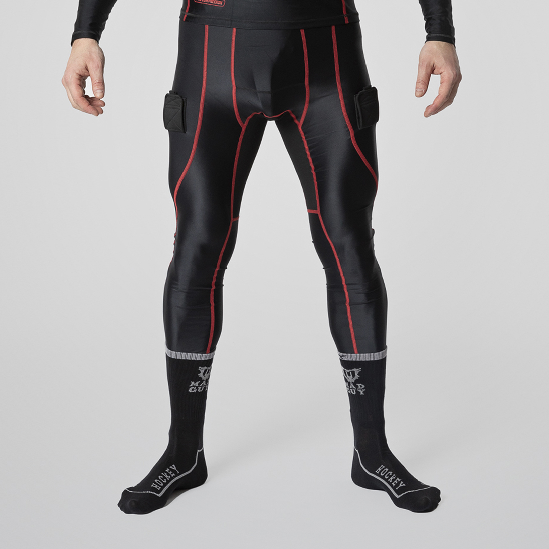 Брюки с защитной пластиковой раковиной Mad Guy Pro Compression JR черный\черный