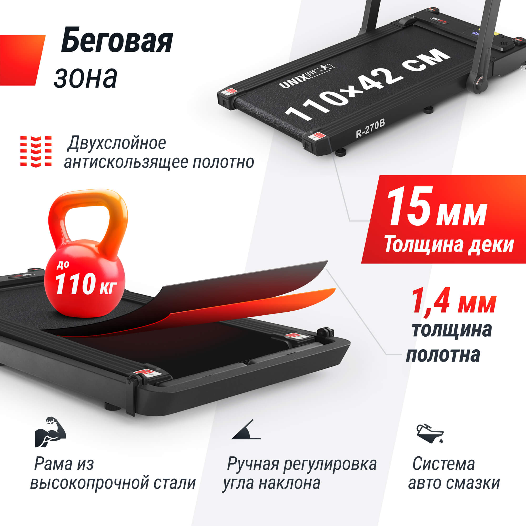 Беговая дорожка UnixFit R-270B TDR270B