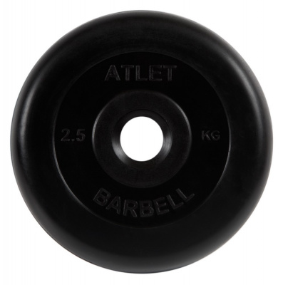 Диск обрезиненный d31мм MB Barbell Atlet 2,5кг черный MB-AtletB31-2,5