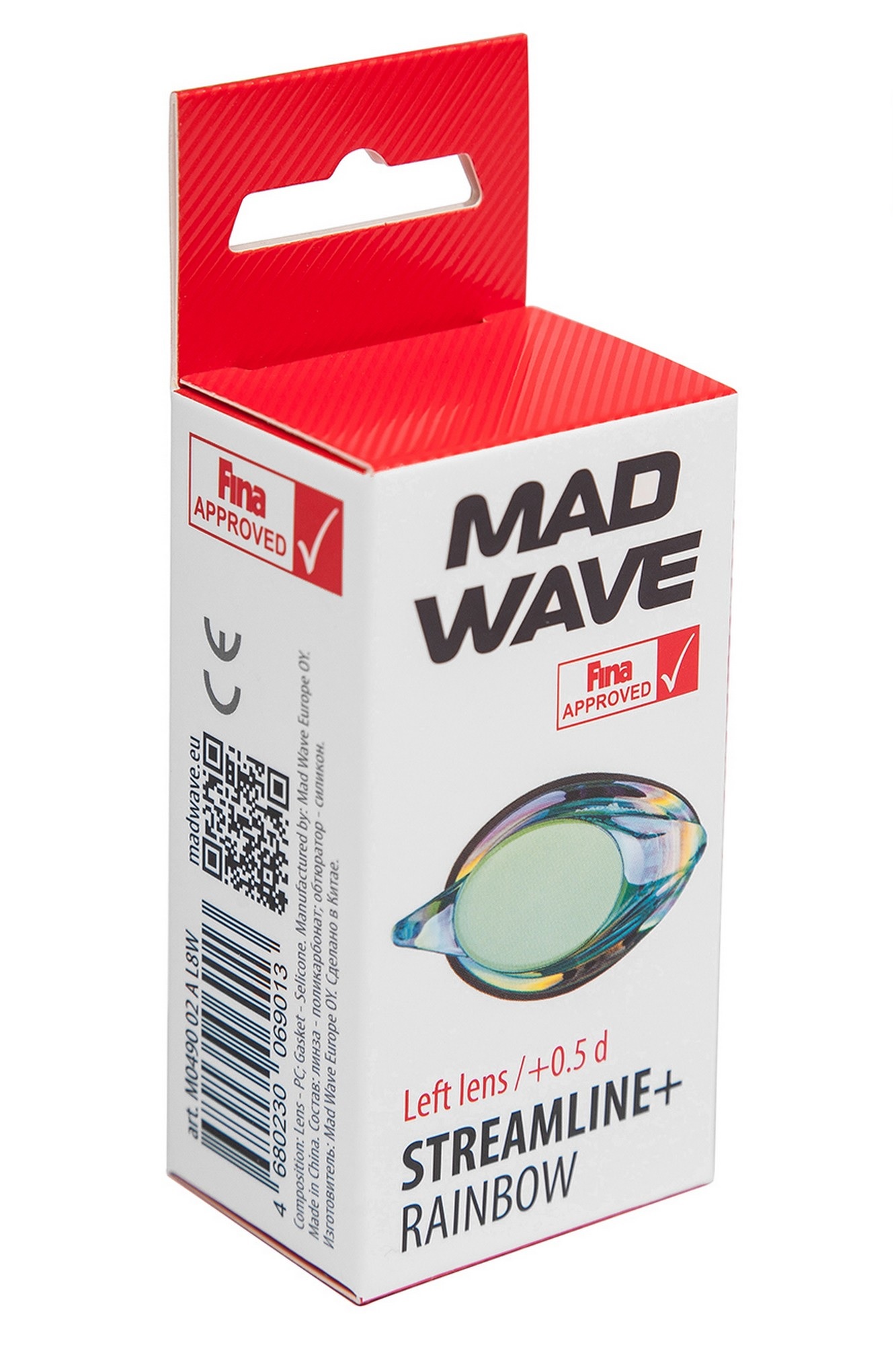 Линза с диоптриями для плавательных очков Mad Wave Streamline + Rainbow left M0490 02 C L8W +1,5