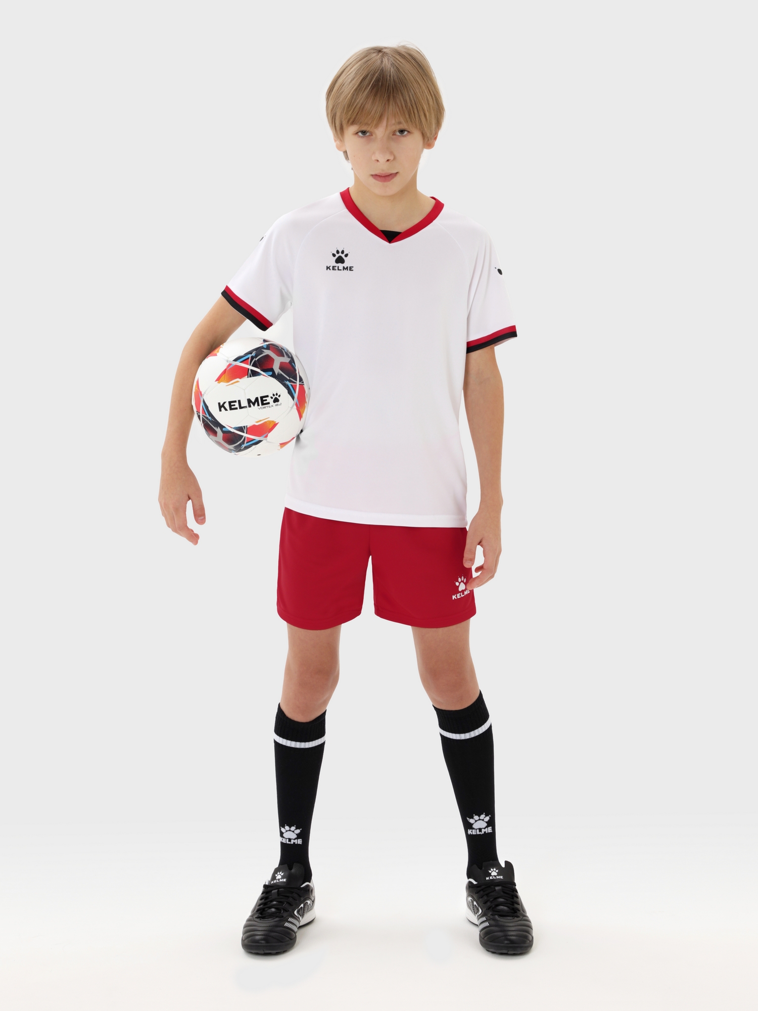 Детская футбольная форма Kelme Football Uniform Set 8551ZB31084-100 White\Red