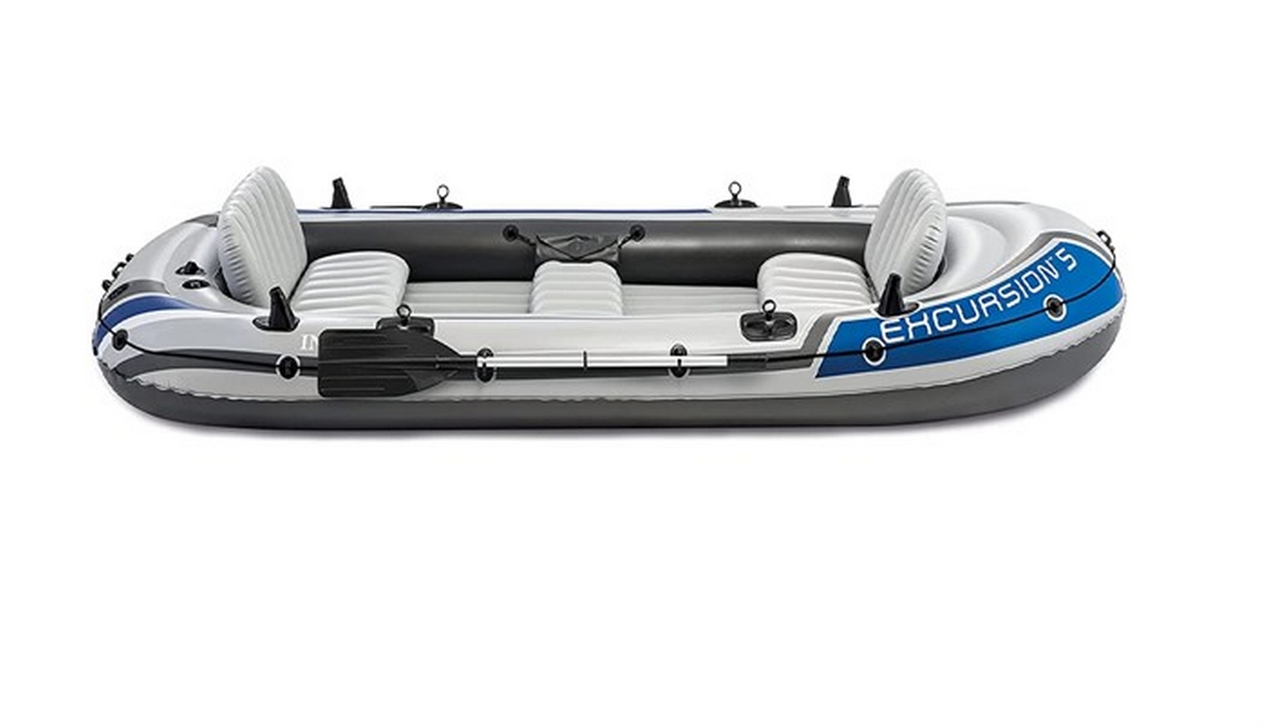 Надувная лодка Excursion 5 366х168х43см, алюм.вёсла 137см, насос 68614, до 600кг Intex 66325