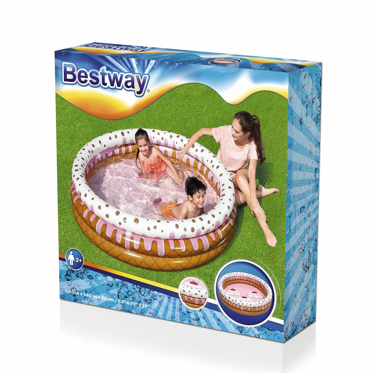 Детский надувной бассейн Bestway 160x38см Праздник мороженого 390л 51144