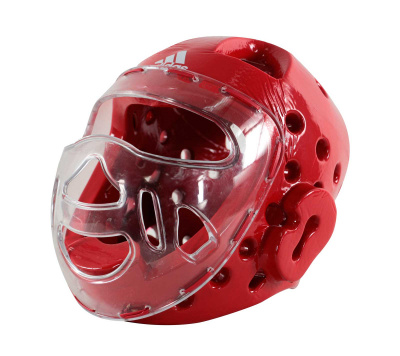 Шлем для тхэквондо с маской Adidas Head Guard Face Mask WT adiTHGM01 красный