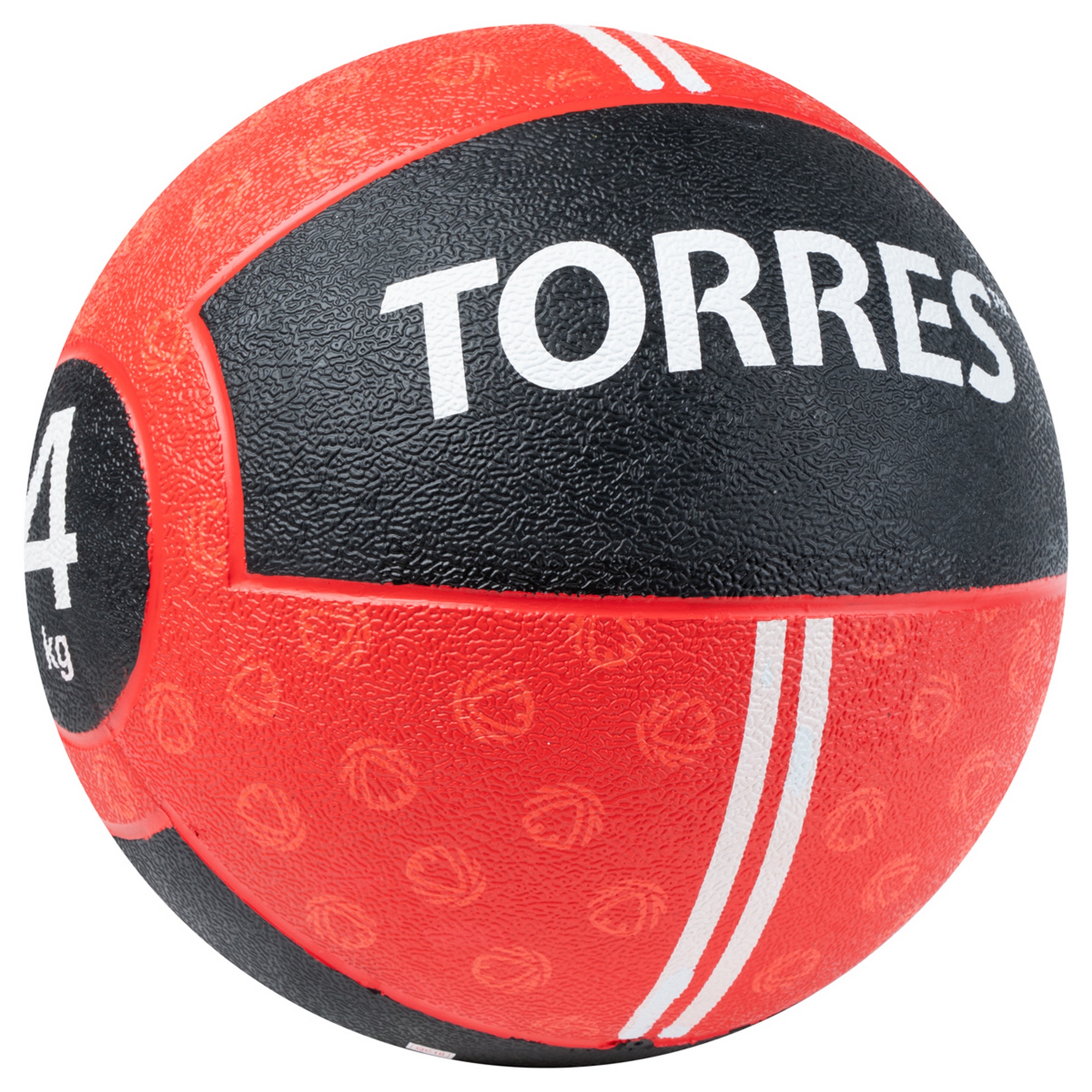 Медбол 4кг, d22,9см, резина Torres AL00234 красно-черный