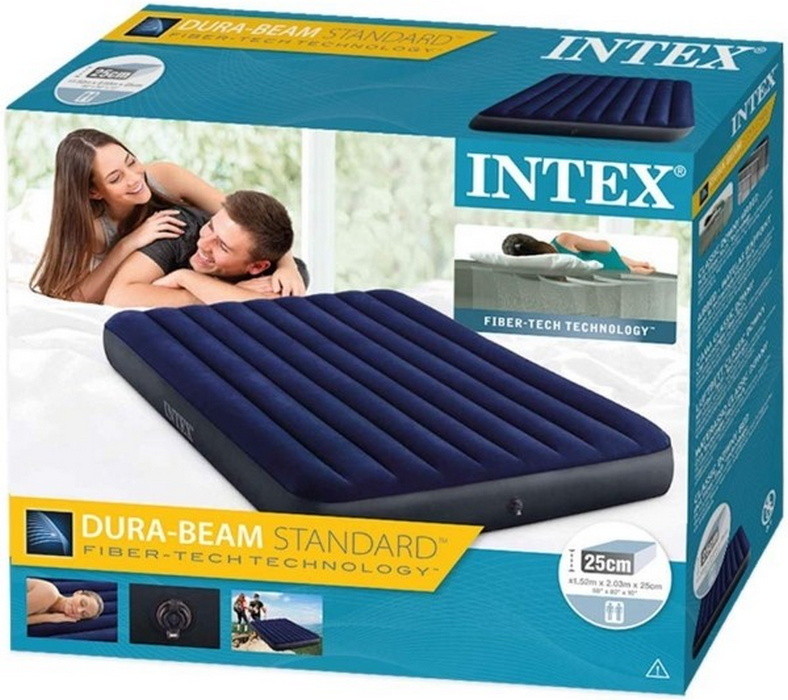 Надувной матрас Intex Classic Downy Airbed Fiber-Tech, 152х203х25см 64759