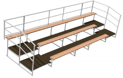 Трибуна трехрядная 28 мест с ограждениями сзади и по бокам, сиденья деревянные 