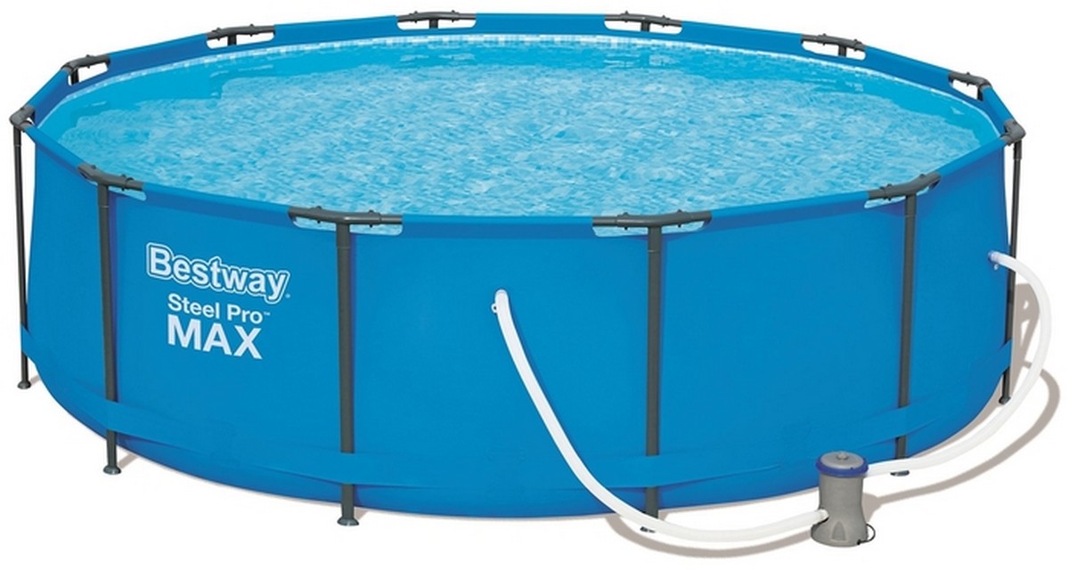 Каркасный бассейн круглый 366х100см+фильтр-насос Bestway Steel Pro Мах 56260