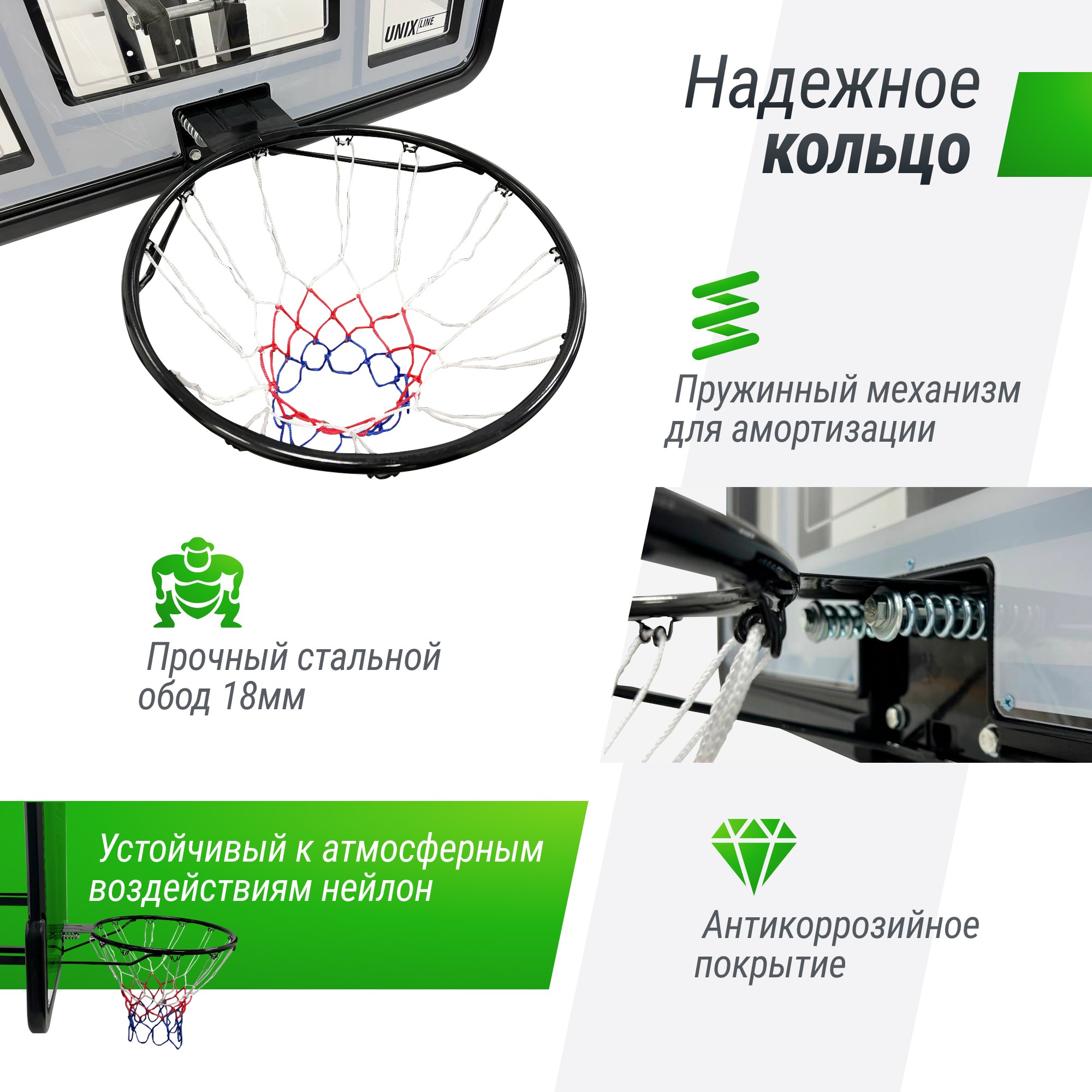 Баскетбольный щит Unix Line B-Backboard-PVC 44"x30" R45 BSBS44PVCBK