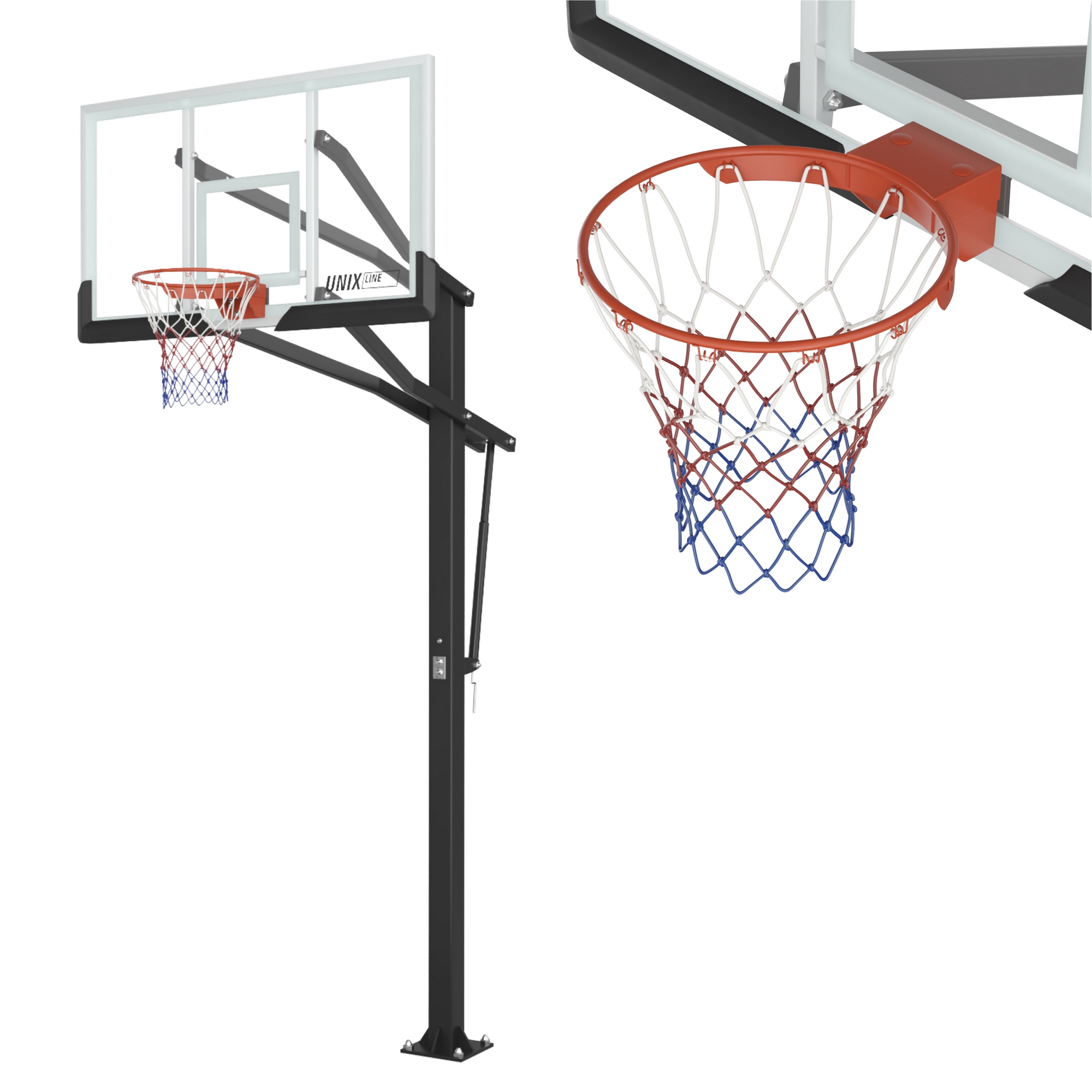 Баскетбольная стойка стационарная 72"x42" R45 H230-305 см Unix Line B-Stand-TG PRO