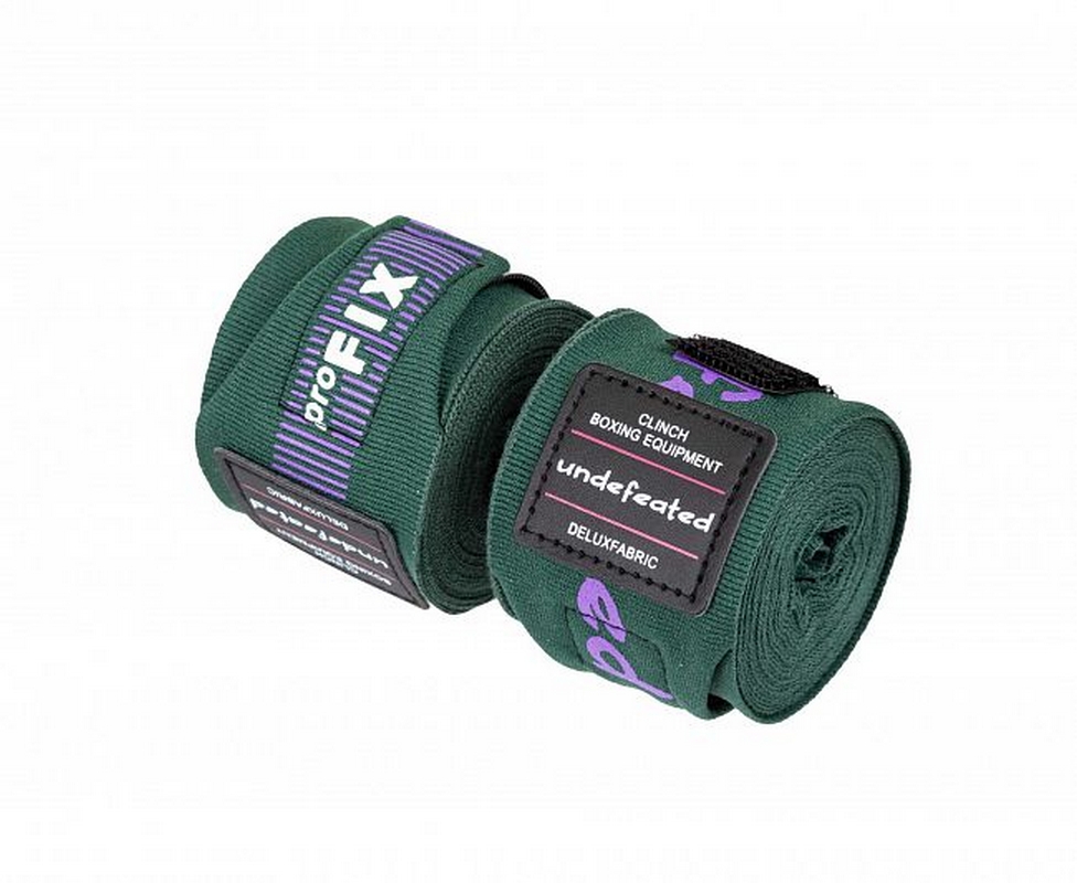 Бинты боксерские, длина 3,5 м Clinch Boxing Hand Wrap Undefeated C240 темно-зеленый