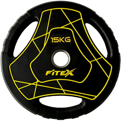 Диск Олимпийский 15кг полиуретановый с ручками Fitex LP-15