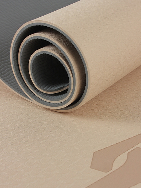 Коврик для фитнеса и йоги, TPE, 183х61х0,6см Start Up ZH-01 Beige\Gray