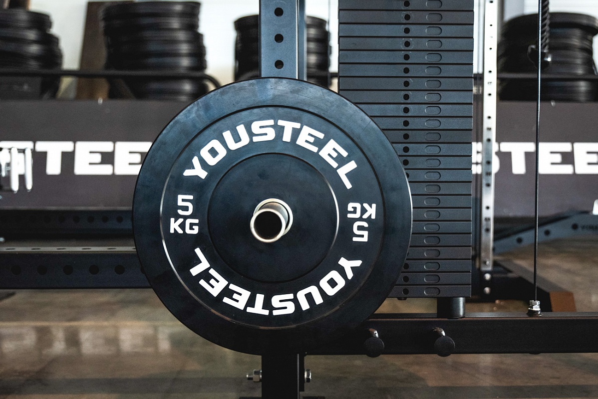 Диск каучуковый для штанги YouSteel тренировочный черный 5кг