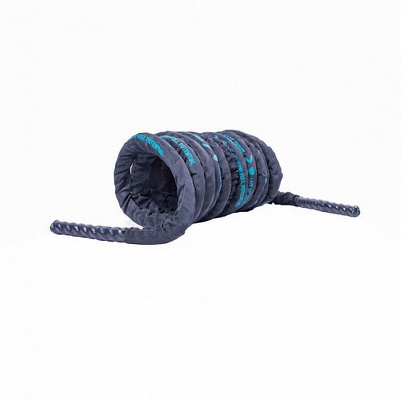 Канат тренировочный в рукаве Live Pro Covered Battle Rope LP8172-M1 3,8 см х 12 м, черный\синий