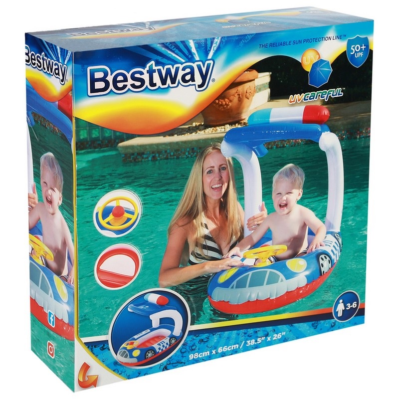 Надувная лодочка с тентом 98х66см Bestway Машина 34103