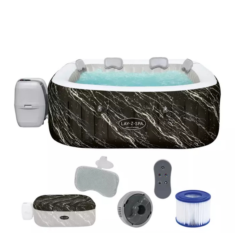 СПА-бассейн 180х180х66см Hollywood Luxe AirJet 6 Marble 778л, квадратный, аэромассаж, подсветка Bestway 6001F BW