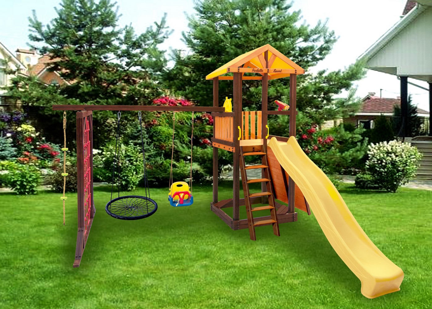 Игровой комплекс Perfetto Sport Pitigliano-11 + качели Паутина