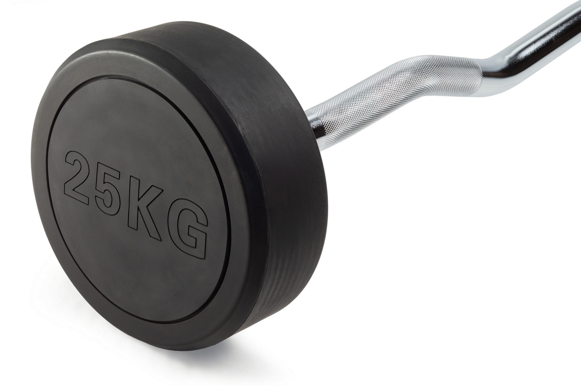 Штанга неразборная обрезиненная 25 кг. Изогнутый гриф VictoryFit VF-DX5250