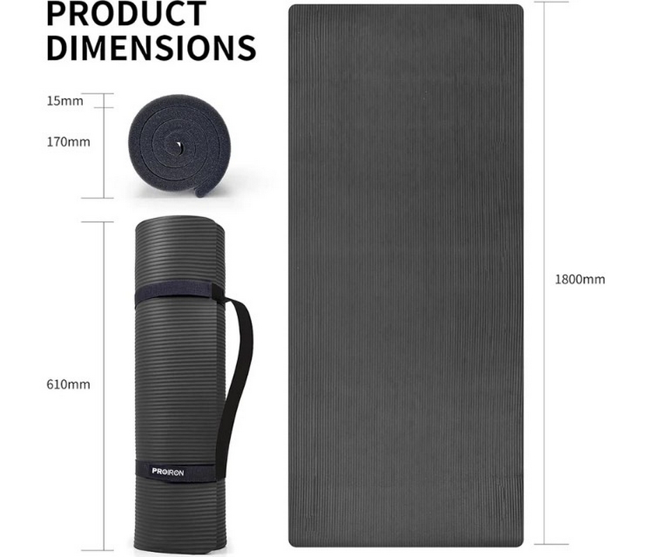 Коврик для йоги и фитнеса 180x61x1,5см PROIRON К18615Ч черный