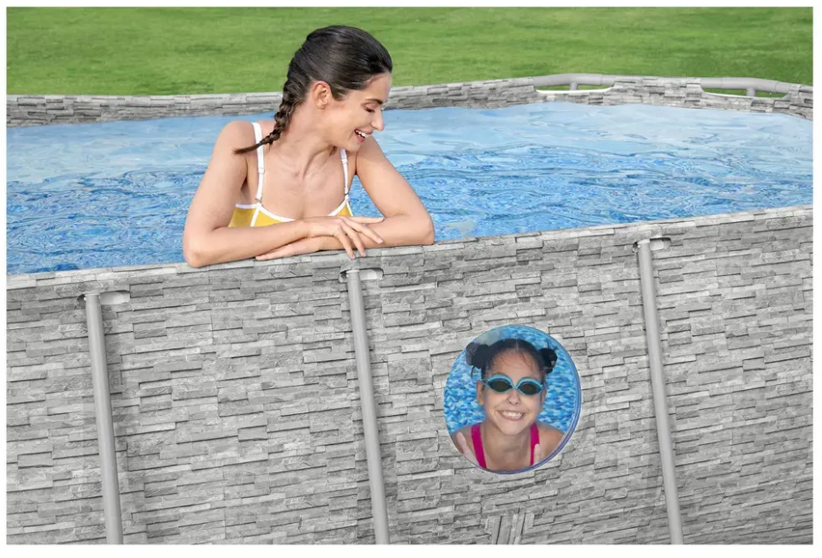 Каркасный бассейн 488x305x107см, комплект Bestway Power Steel Swim Vista Series 56946 серый