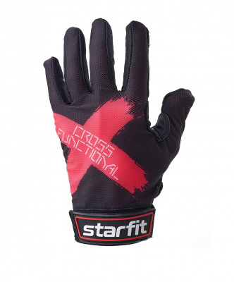 Перчатки для фитнеса Star Fit WG-104, с пальцами, черный/красный