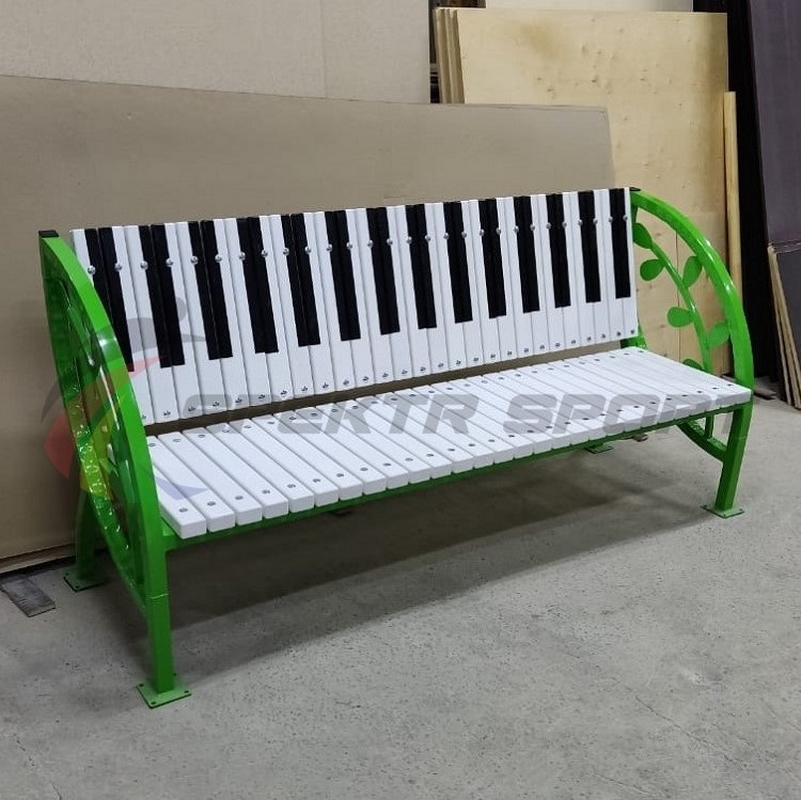 Скамья уличная Клавиши с веточкой 200x90x63см, каркас металл 