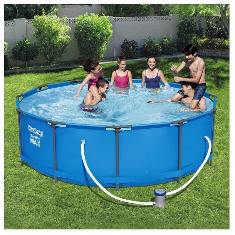 Каркасный бассейн круглый 366х100см+фильтр-насос Bestway Steel Pro Мах 56260