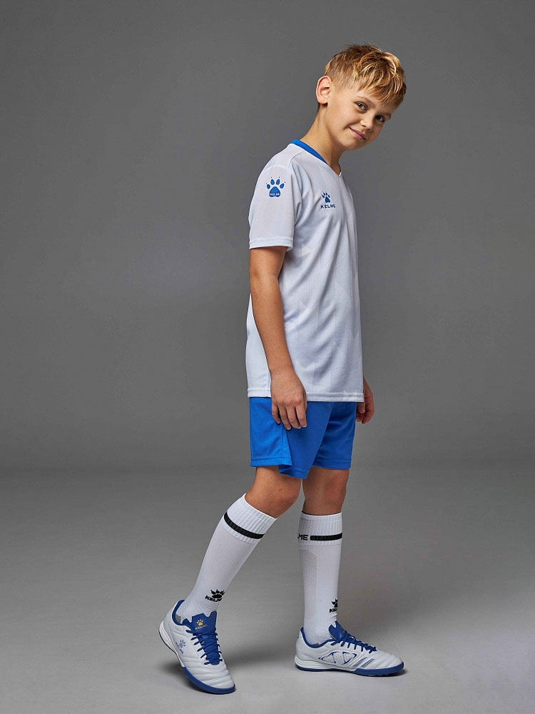 Детская футбольная форма Kelme Short-Sleeved Football Suit 8251ZB3003-100 White\Blue