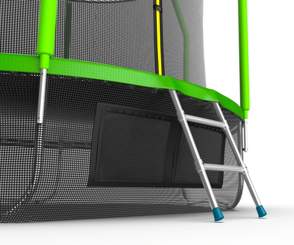 Батут с внутренней сеткой и лестницей EVO Jump Cosmo 10ft + нижняя сеть, зеленый
