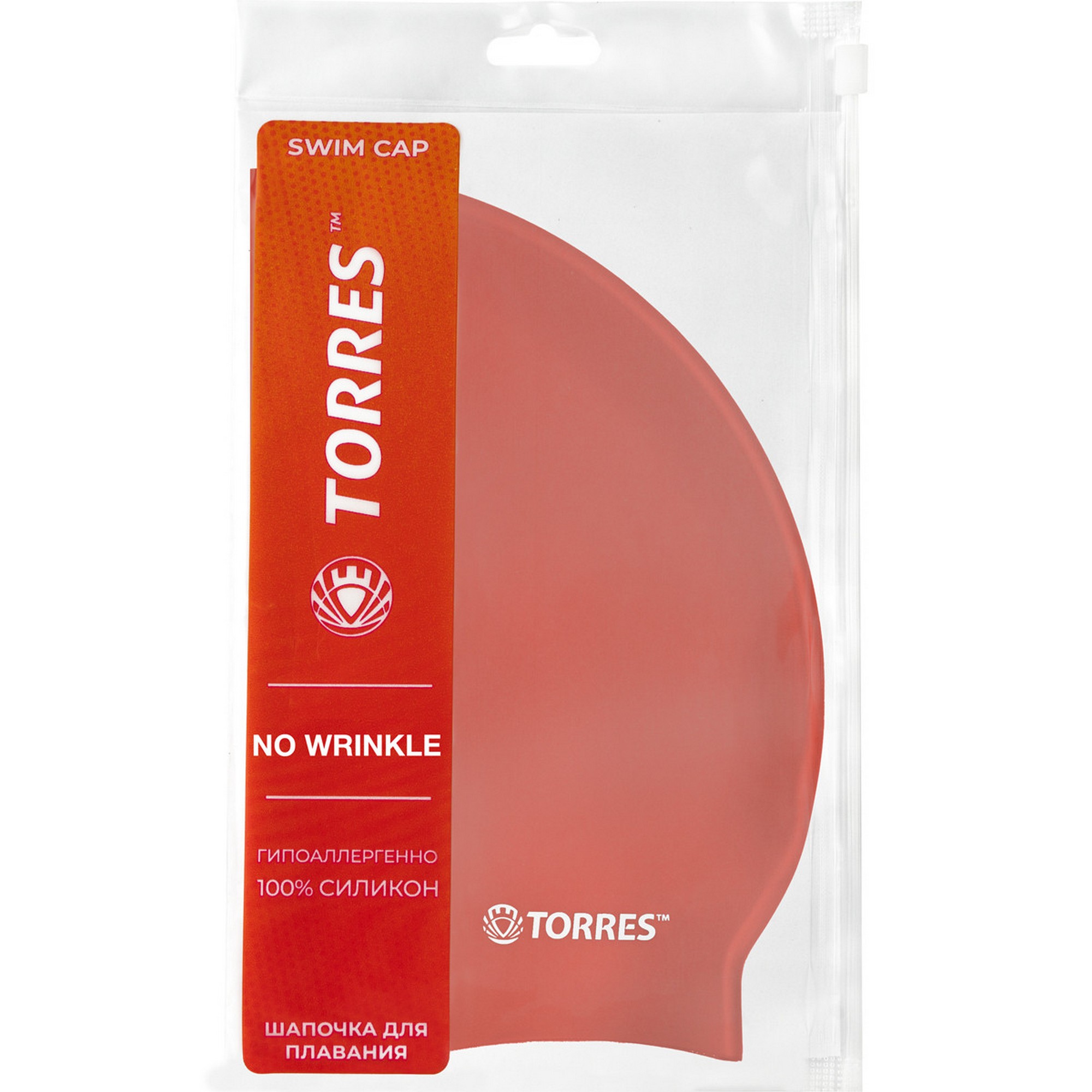 Шапочка для плавания Torres No Wrinkle, силикон SW-12203RD красный
