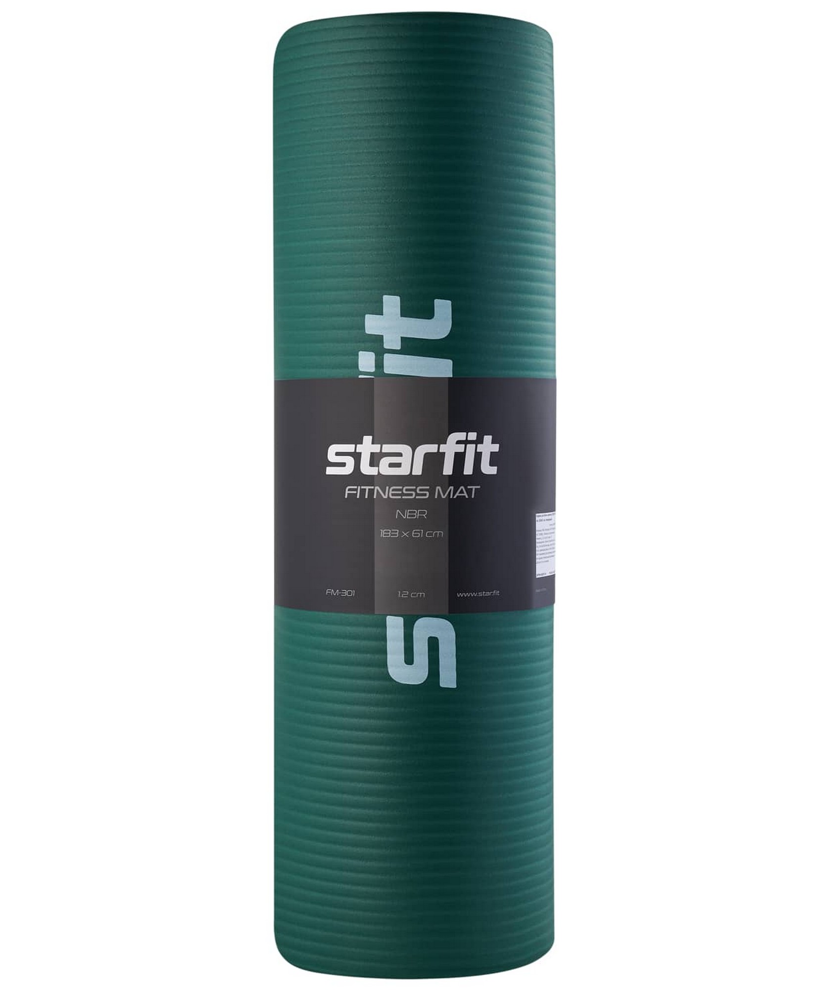 Коврик для йоги и фитнеса 183x61x1,2см Star Fit NBR FM-301 изумрудный