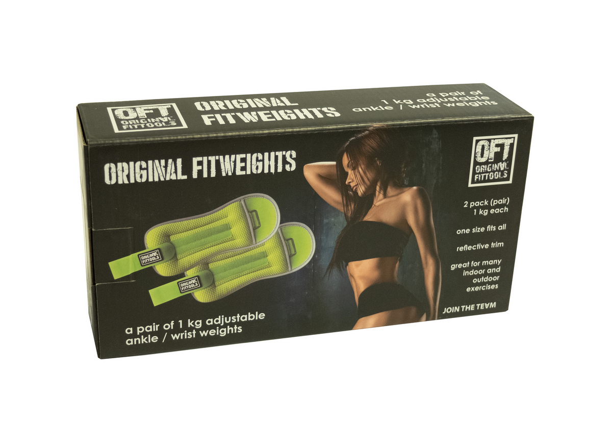 Комплект утяжелителей весом 1 кг (пара) ярко-зеленые Original Fit.Tools FT-AW01-AG