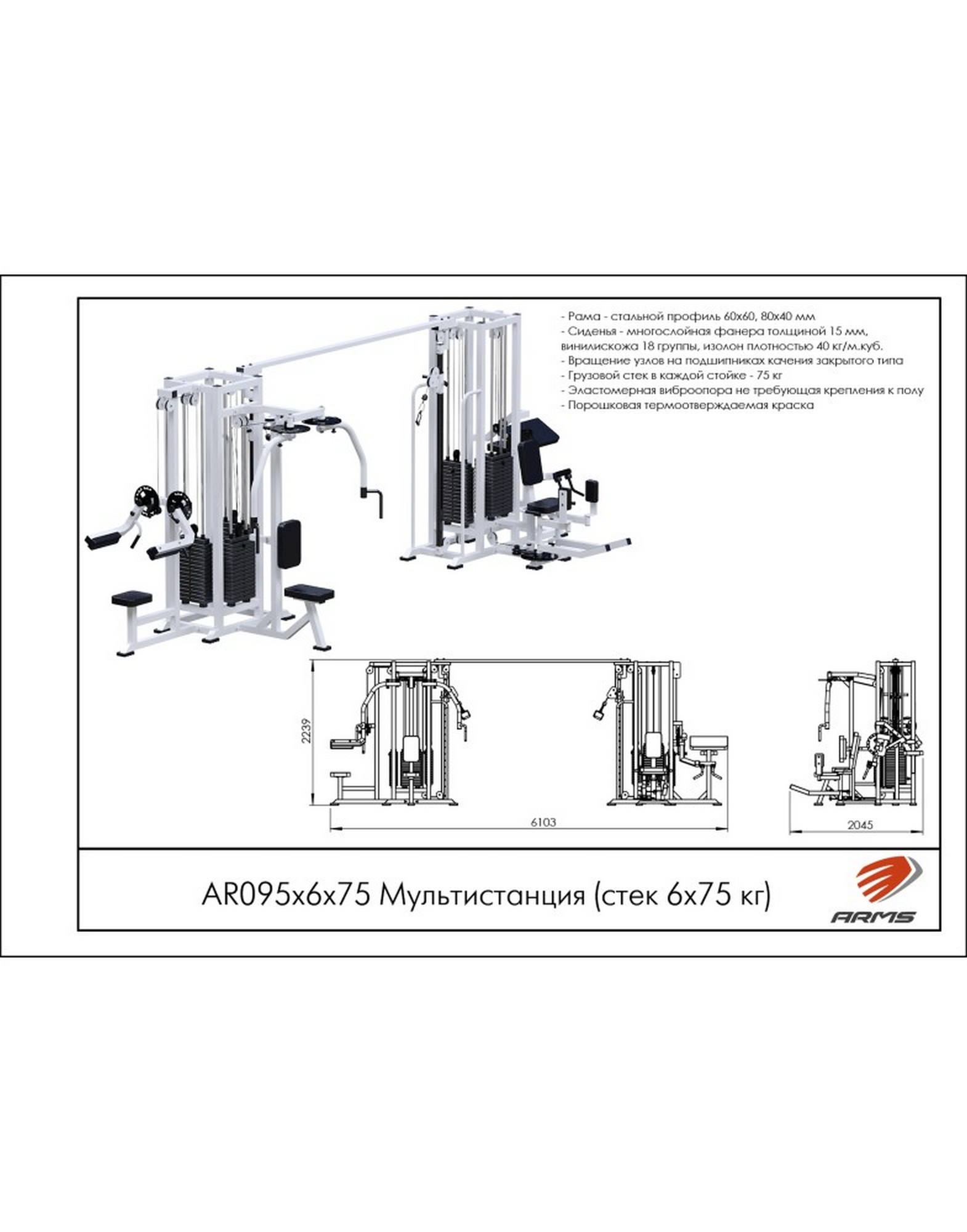 Мультистанция ARMS (стек 6х75 кг) AR095х6х75