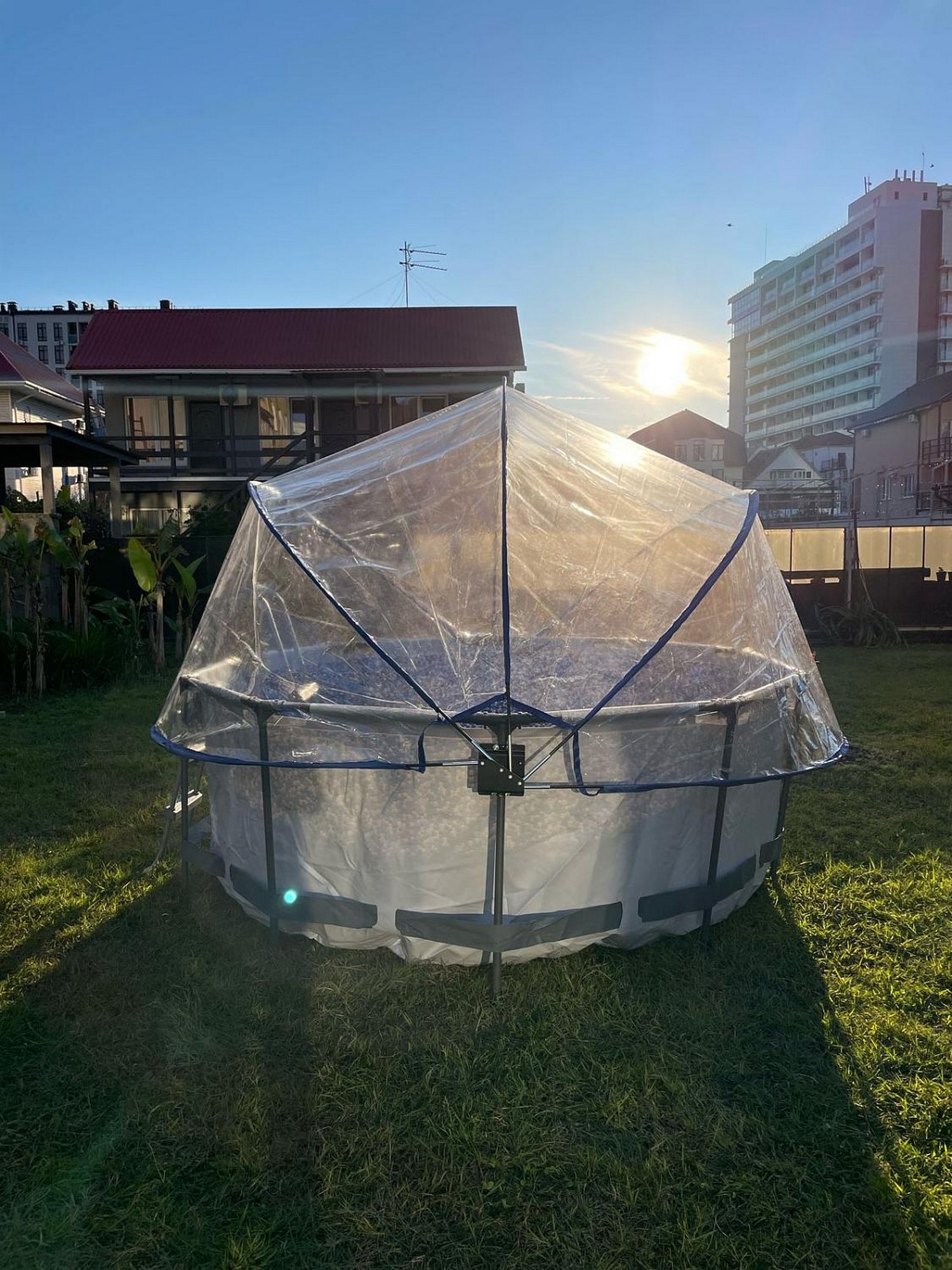 Круглый купольный тент Pool Tent на бассейн d457см PT457-B синий