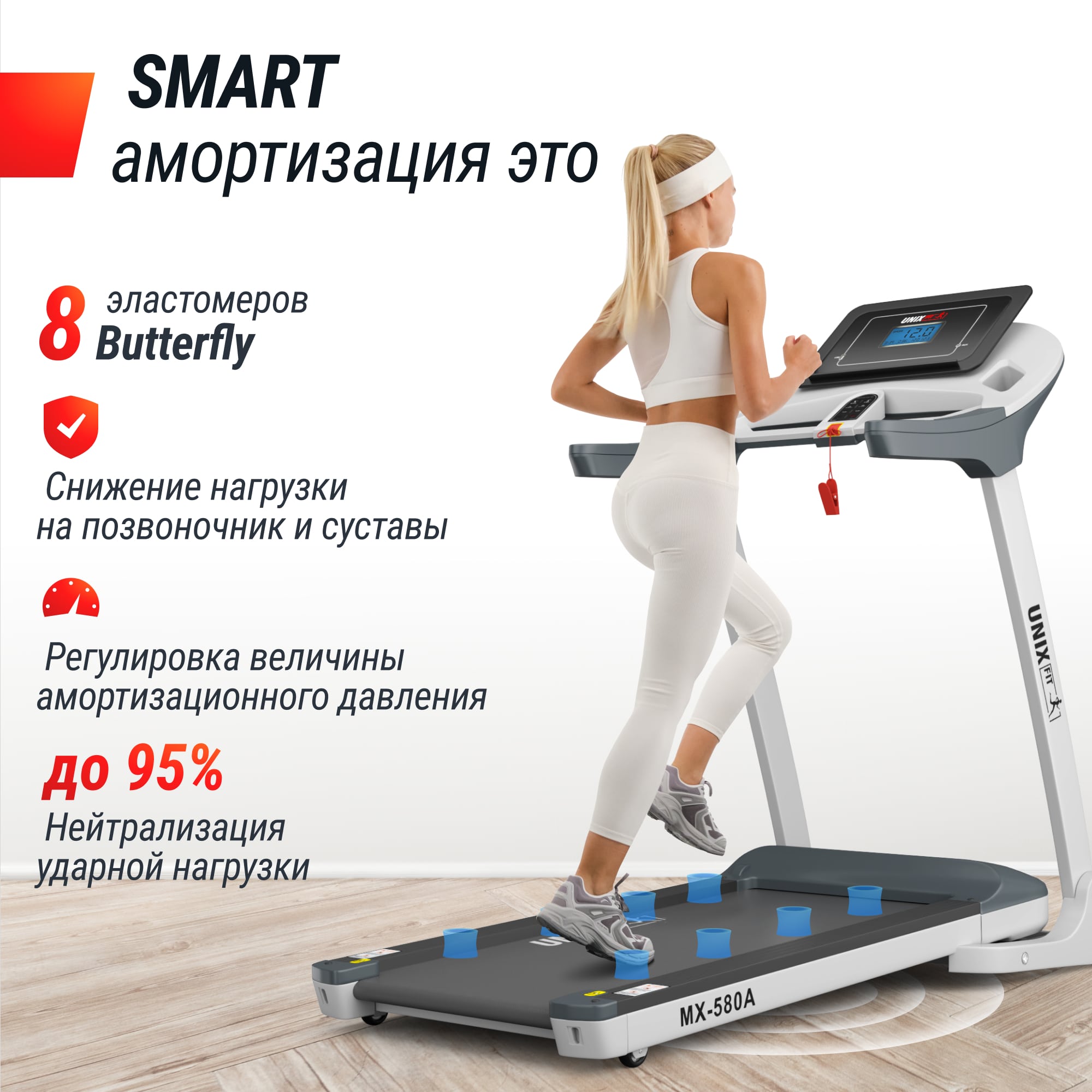Беговая дорожка UnixFit MX-580A TDMX580AW White
