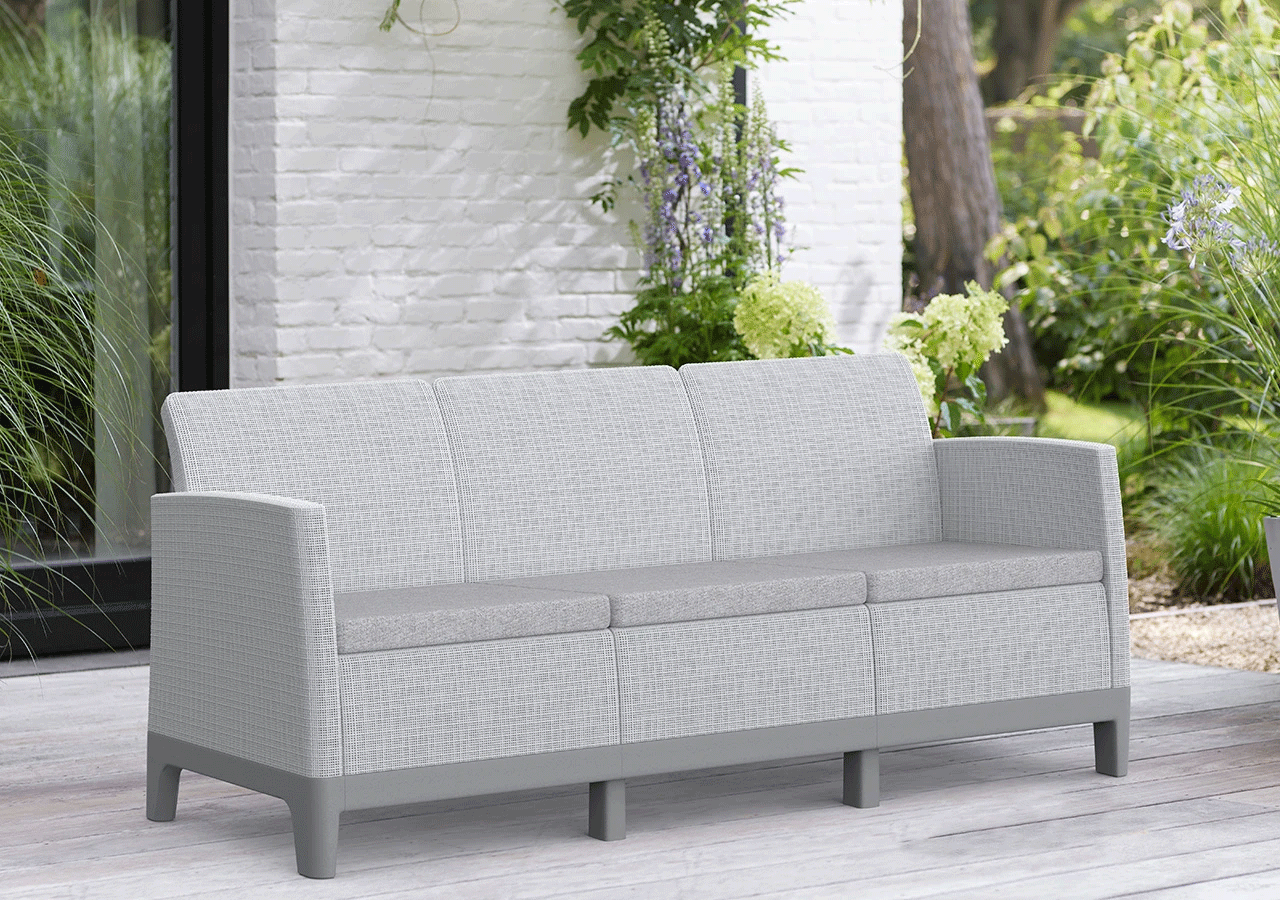 Комплект мебели Сканди Форма (Scandi Forma set with 3 seater sofa and storage box jute table Ash grey & Storm Grey) св.серый