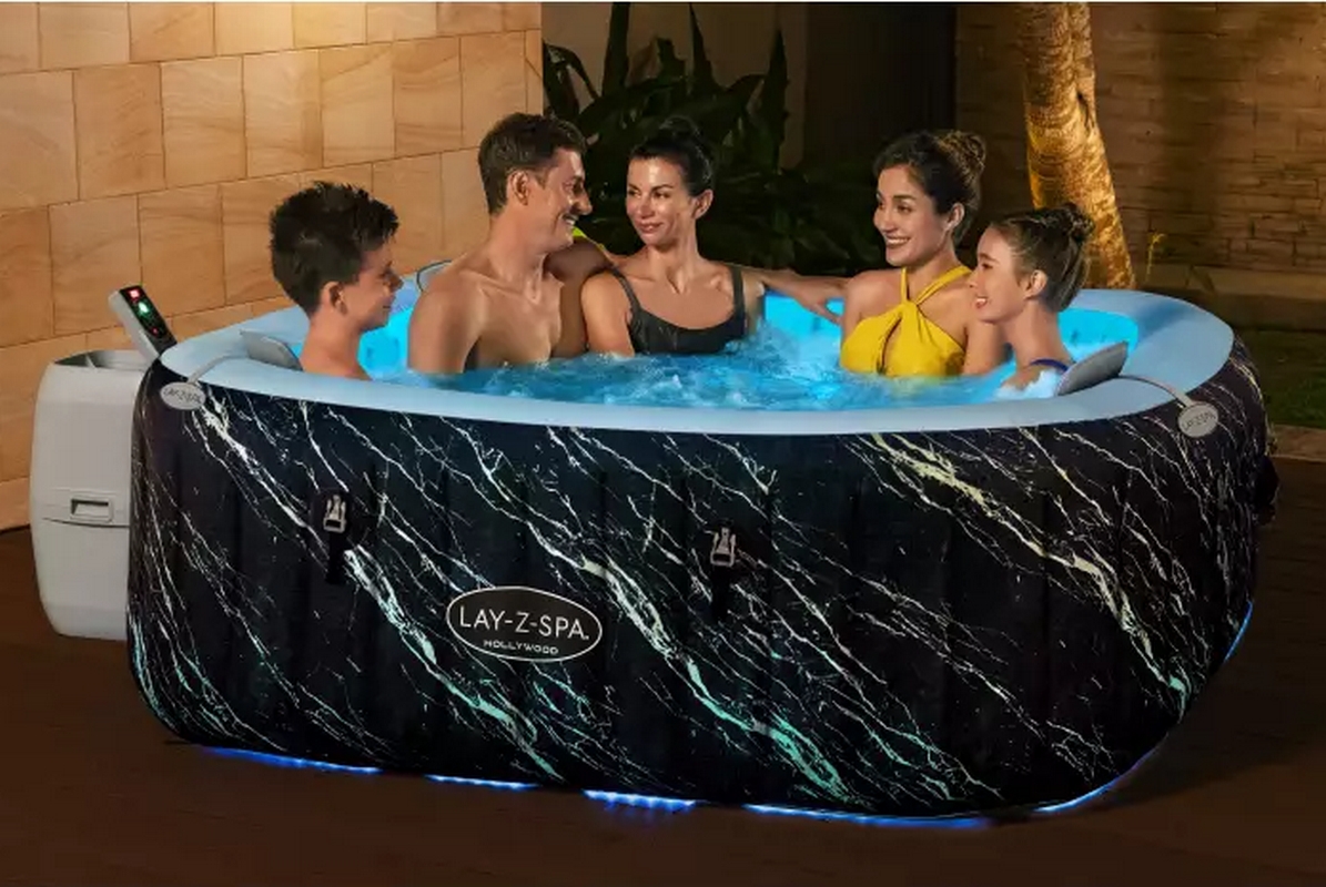 СПА-бассейн 180х180х66см Hollywood Luxe AirJet 6 Marble 778л, квадратный, аэромассаж, подсветка Bestway 6001F BW
