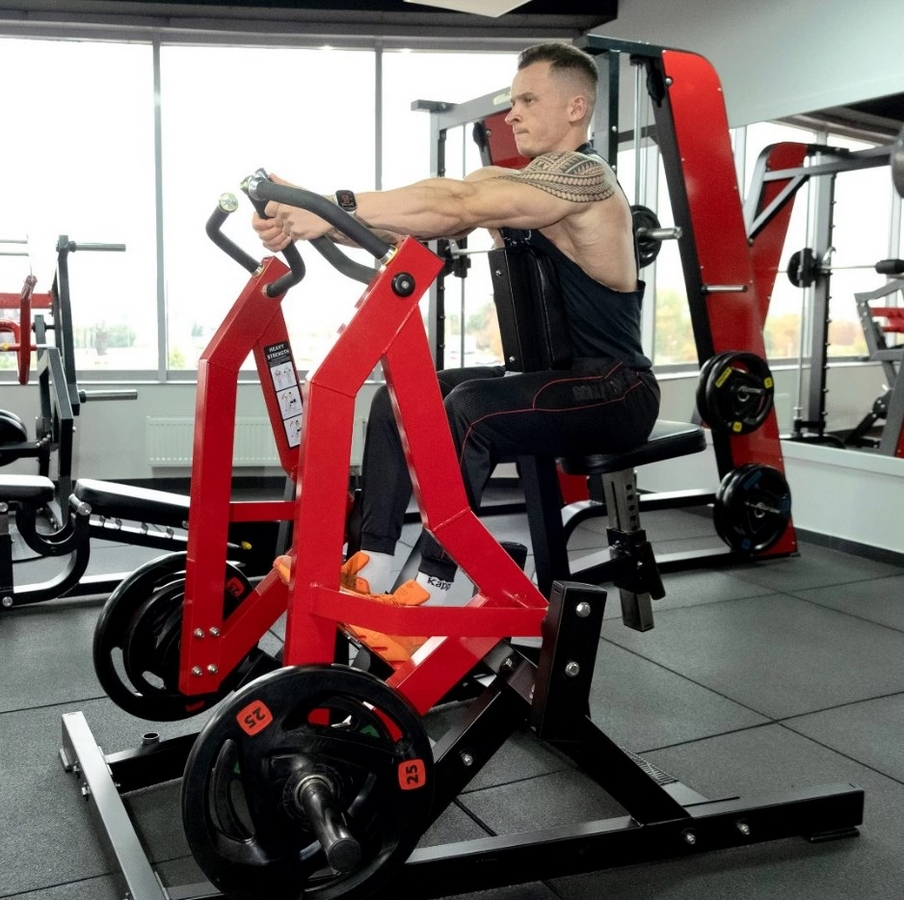 Наклонная гребная тяга на свободных весах ProTrain PP106, черно-красная | Premium Fitness