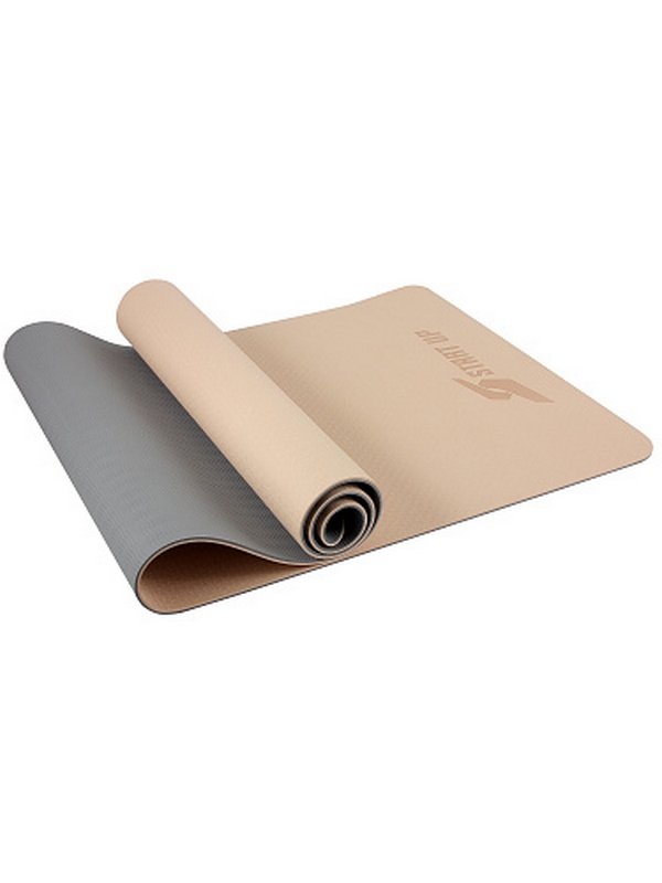 Коврик для фитнеса и йоги, TPE, 183х61х0,6см Start Up ZH-01 Beige\Gray