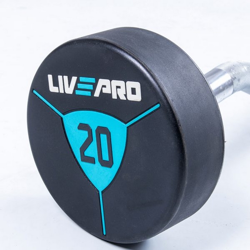 Фиксированная кривая штанга 15кг Ez Curl Urethane Barbells Live Pro LP8011-15