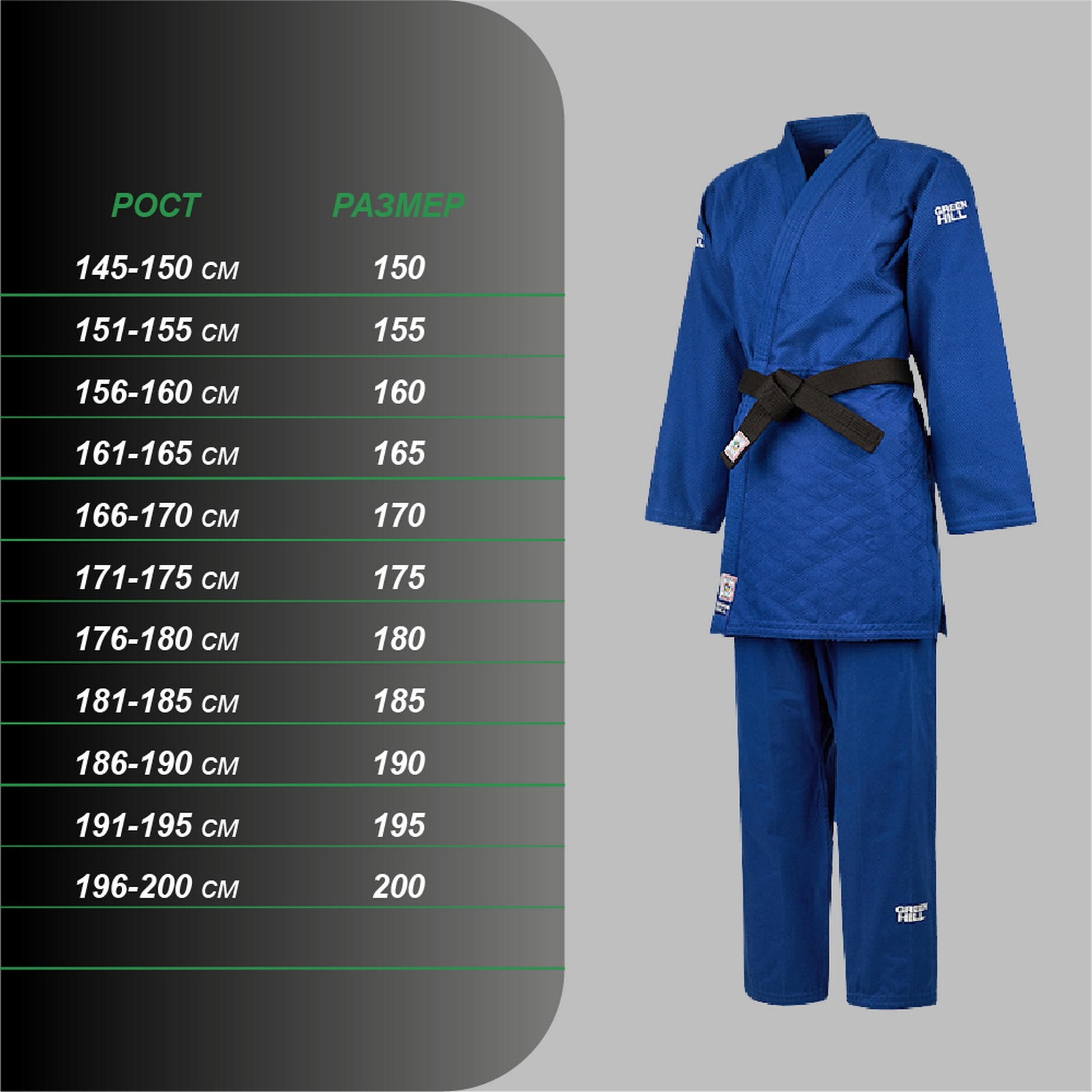 Кимоно Дзюдо Green Hill SUPER одобрено IJF, 2024 JSS-10212EU7 синий